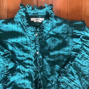 Isabel Marant Etoile Eyelet Semi Sheer Soft Cotton Green Size Small 36` Cotton